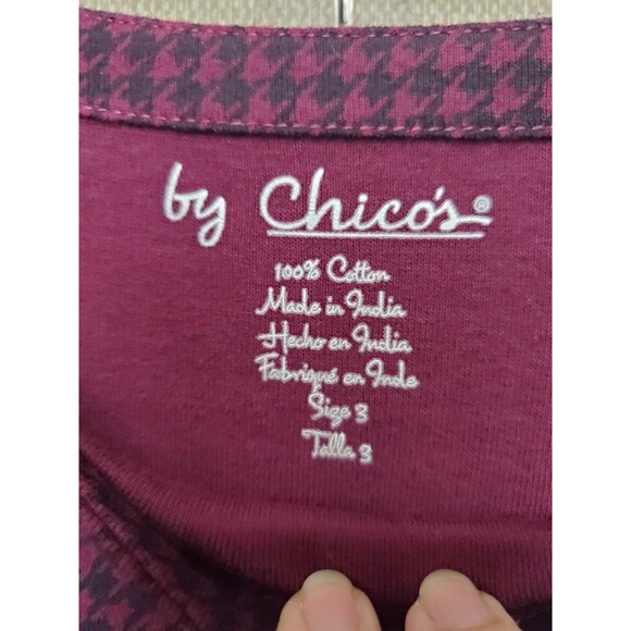 Chico's 100% Cotton Houndstooth Print Boat Neck T-Shirt Size 3 (XL) - Picture 3 of 7